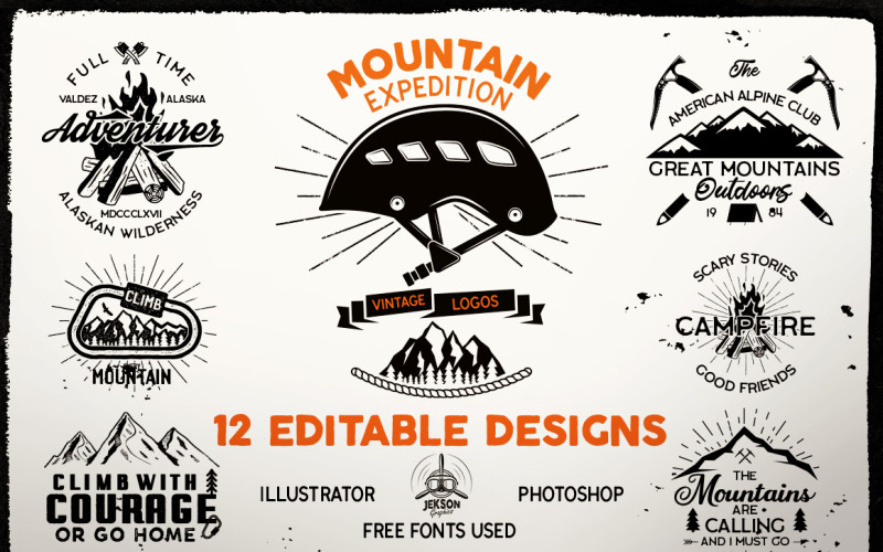 Modello di Logo PNG modificabile di Camp SVG Bundle Mountain emblemi