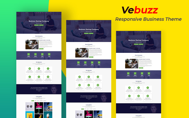 VeBuzz - Plantilla de página de destino del sitio web de servicio empresarial receptivo