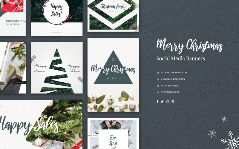 Banners navideños Plantilla de redes sociales