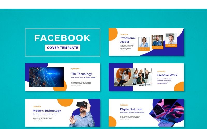 Download Шаблон для соцсетей "Facebook Cover Digital Solution Social Media Template" / Facebook Cover Digital Solution Social Media Template - Шаблон для соцсетей на тему графика adobe photoshop,banner,brand,business,cover,facebook,information,modern,product,profile,promotions,service,social media,template,website