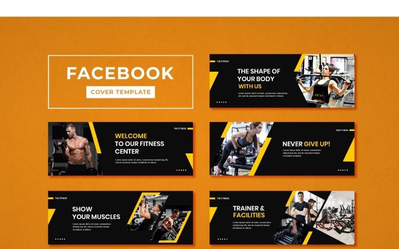 Download Шаблон для соцсетей "Facebook Cover Gym Social Media Template" / Facebook Cover Gym Social Media Template - Шаблон для соцсетей на тему графика adobe photoshop,banner,brand,business,cover,facebook,information,modern,product,profile,promotions,service,social media,template,website
