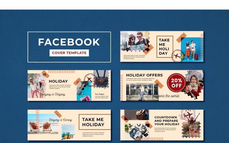 Download Шаблон для соцсетей "Facebook Cover Holiday Offers Social Media Template" / Facebook Cover Holiday Offers Social Media Template - Шаблон для соцсетей на тему графика adobe photoshop,banner,brand,business,cover,facebook,information,modern,product,profile,promotions,service,social media,template,website