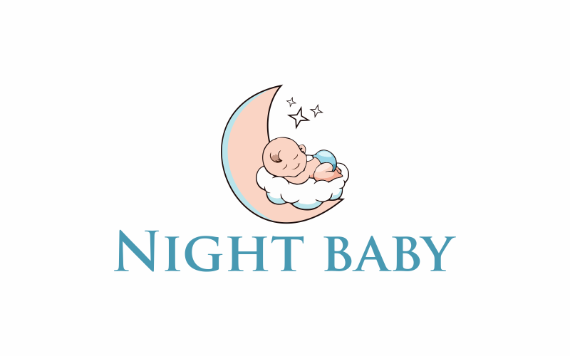 Download Шаблон логотипа "Night Baby Logo Template" / Night Baby Logo Template - Шаблон логотипа на тему графика baby,night,child,little,family,sleep,care,infant,newborn,toy,small,dark,nursery,blue,caucasian,people,sweet,cot,lying,health