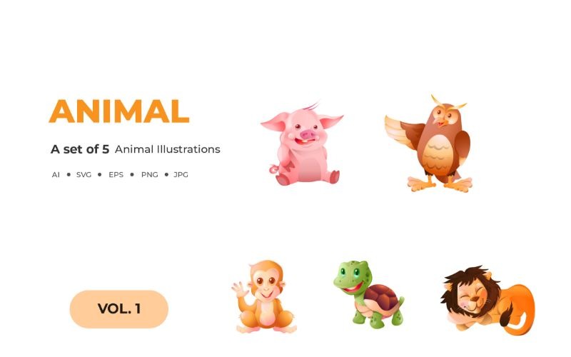 Download Иллюстрация "Zoo  1 - Illustration" / Zoo  1 - Illustration - Иллюстрация на тему графика flat,animal,wild,illustration,vector,jungle,wildlife,zoo,character,cartoon