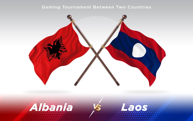 Албания против флагов двух стран Лаоса - Иллюстрация