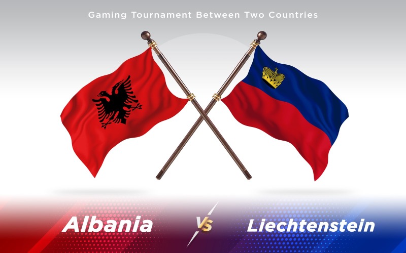 Албания против флагов двух стран Лихтенштейна - Иллюстрация