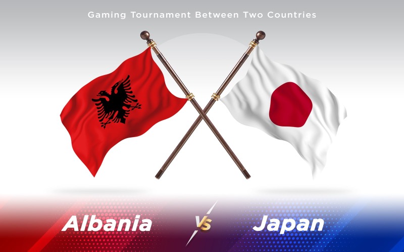 Albania versus banderas de dos países de Japón - ilustración