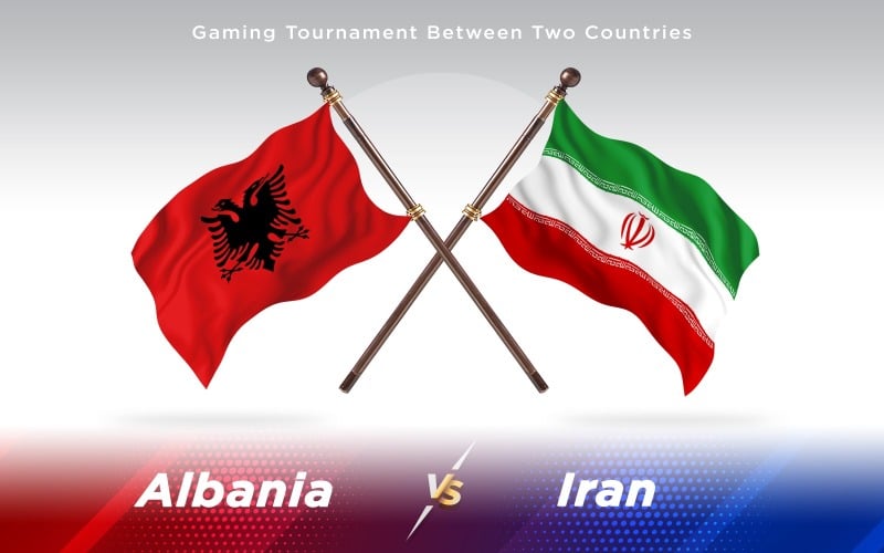 Albânia versus Irã Bandeiras de dois países - ilustração