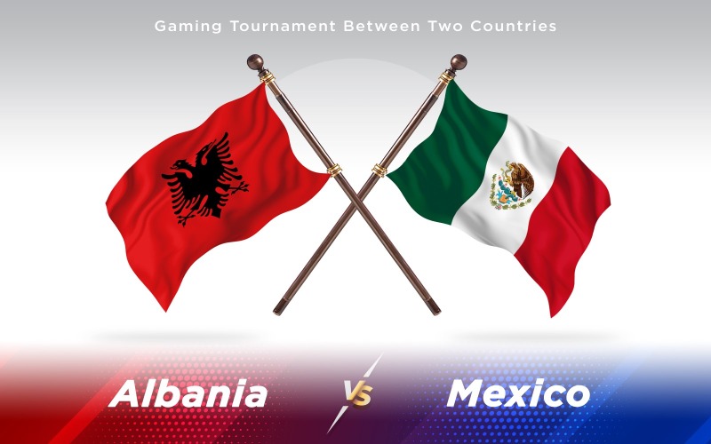 Albânia versus México Bandeiras de dois países - ilustração