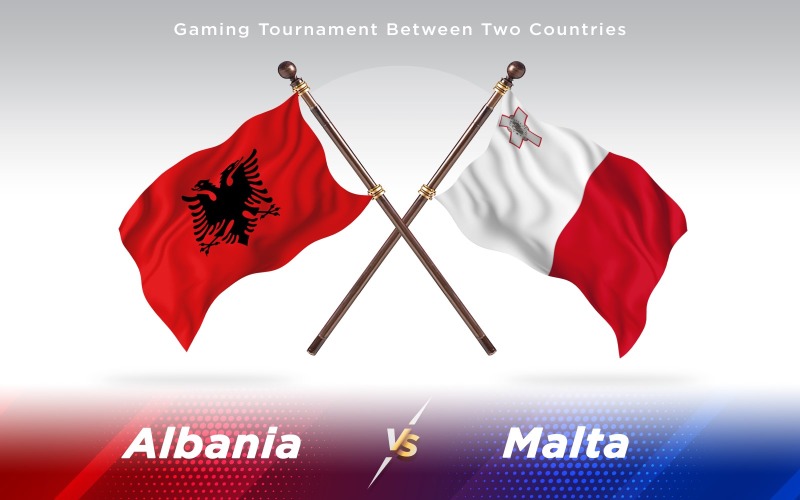 Arnavutluk Malta'ya Karşı İki Ülkenin Bayrakları - İllüstrasyon