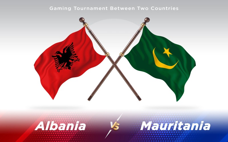Banderas de dos países de Albania versus Mauritania - ilustración