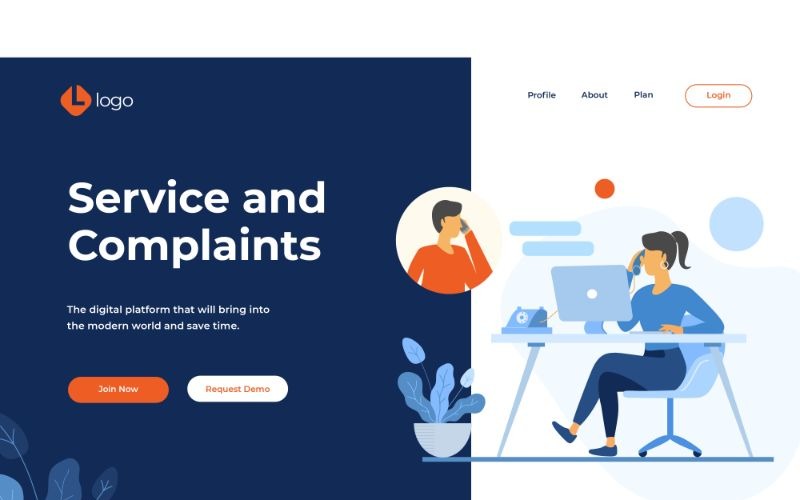 Download Иллюстрация "ILP 1 Service And Complain - Illustration" / ILP 1 Service And Complain - Illustration - Иллюстрация на тему графика vector,illustration,landing,page,infographic,website,design,business,flat,homepage,header,people,ui,ux,web