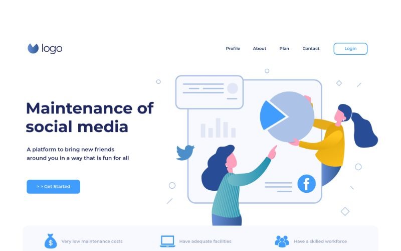 Download Иллюстрация "ILP 12 Maintenance Social Media - Illustration" / ILP 12 Maintenance Social Media - Illustration - Иллюстрация на тему графика vector,illustration,landing,page,infographic,website,design,business,flat,homepage,header,people,ui,ux,web