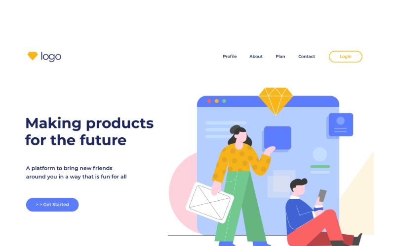 Download Иллюстрация "ILP 14 Making Product for Future - Illustration" / ILP 14 Making Product for Future - Illustration - Иллюстрация на тему графика vector,illustration,landing,page,infographic,website,design,business,flat,homepage,header,people,ui,ux,web