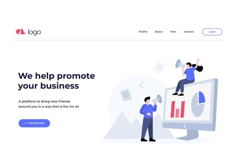 Download Иллюстрация "ILP 16 Business Promote - Illustration" / ILP 16 Business Promote - Illustration - Иллюстрация на тему графика vector,illustration,landing,page,infographic,website,design,business,flat,homepage,header,people,ui,ux,web