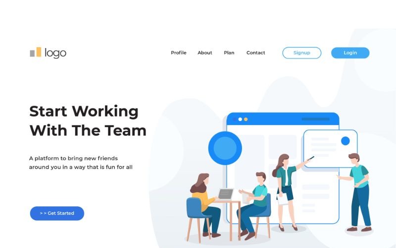 Download Иллюстрация "ILP 22 Work with The Team - Illustration" / ILP 22 Work with The Team - Illustration - Иллюстрация на тему графика adobe illustration,business,collaboration,concepts,dashboard,digital,flat,flat design,header,homepage,illustration,landing pages,mobile,modern,pages,service,team,ui,ux,vectors