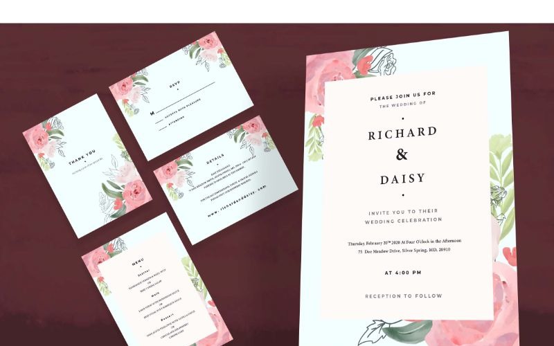 Invitación de boda 7 Rose Mary - Plantilla de identidad corporativa