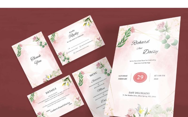 Download Фирменный стиль "Wedding Invitation 11 White Pink - Corporate Identity Template" / Wedding Invitation 11 White Pink - Corporate Identity Template - Фирменный стиль на тему графика card,wedding,design,invitation,illustration,vector,greeting,invite,celebration,marriage,set,romantic,royal,lux,glamour