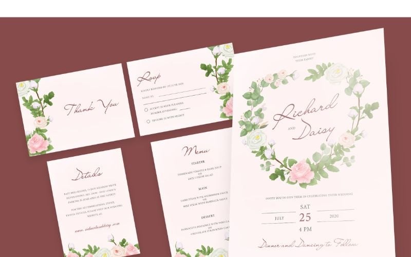 Download Фирменный стиль "Wedding Invitation 15 Floral Paradise - Corporate Identity Template" / Wedding Invitation 15 Floral Paradise - Corporate Identity Template - Фирменный стиль на тему графика card,wedding,design,invitation,illustration,vector,greeting,invite,celebration,marriage,set,romantic,royal,lux,glamour