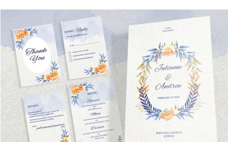 Download Фирменный стиль "Wedding Invitation 2 Floral Of Haapines - Corporate Identity Template" / Wedding Invitation 2 Floral Of Haapines - Corporate Identity Template - Фирменный стиль на тему графика card,wedding,design,invitation,illustration,vector,greeting,invite,celebration,marriage,set,romantic,royal,lux,glamour