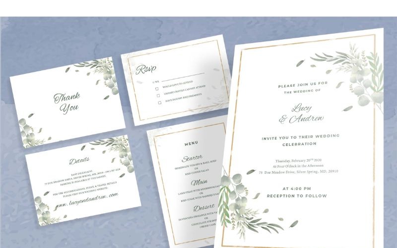Download Фирменный стиль "Wedding Invitation 5 White Merry - Corporate Identity Template" / Wedding Invitation 5 White Merry - Corporate Identity Template - Фирменный стиль на тему графика card,wedding,design,invitation,illustration,vector,greeting,invite,celebration,marriage,set,romantic,royal,lux,glamour