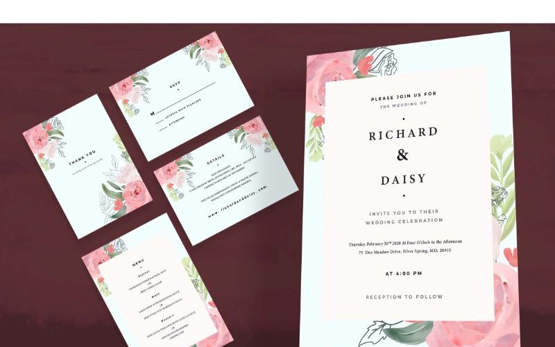 Download Фирменный стиль "Wedding Invitation 7 Rose Mary - Corporate Identity Template" / Wedding Invitation 7 Rose Mary - Corporate Identity Template - Фирменный стиль на тему графика card,wedding,design,invitation,illustration,vector,greeting,invite,celebration,marriage,set,romantic,royal,lux,glamour