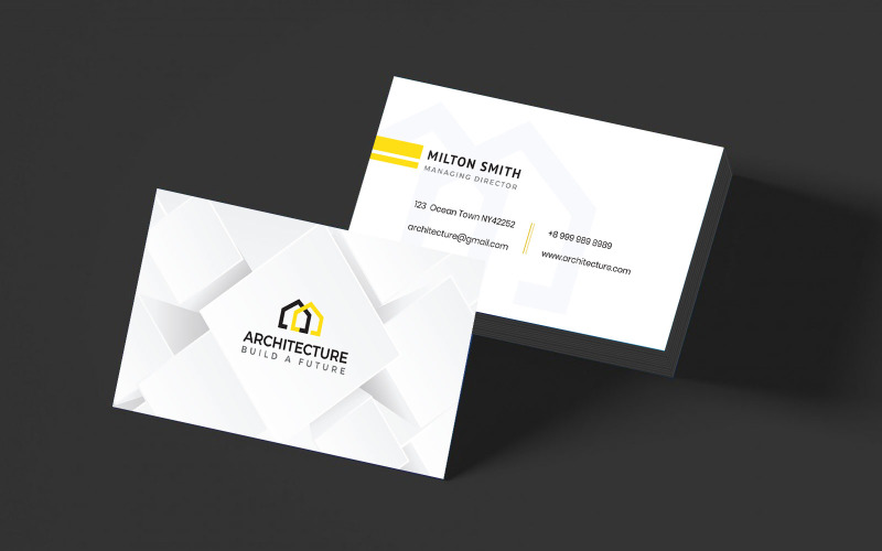 Download Фирменный стиль "Architecture Business Cards - Corporate Identity Template" / Architecture Business Cards - Corporate Identity Template - Фирменный стиль на тему графика architecture,construction,business,card,visiting,black,white,yellow,professional,namecard,clean,minimal,corporate