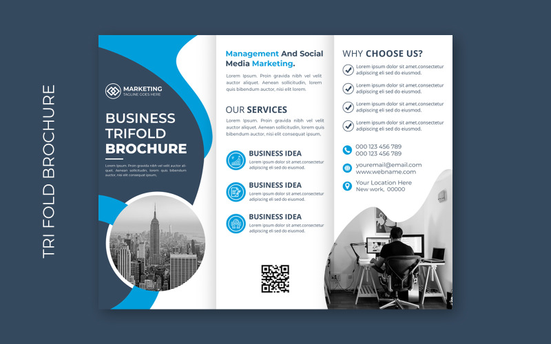 Download Фирменный стиль "Business Trifold Brochure - Corporate Identity Template" / Business Trifold Brochure - Corporate Identity Template - Фирменный стиль на тему графика brochure,flyer,poster,business,abstract,cover,template,blue,magazine,triangle,typography,layout,marketing,polygon,idea,leaflet,promotion,presentation,graphic,catalog