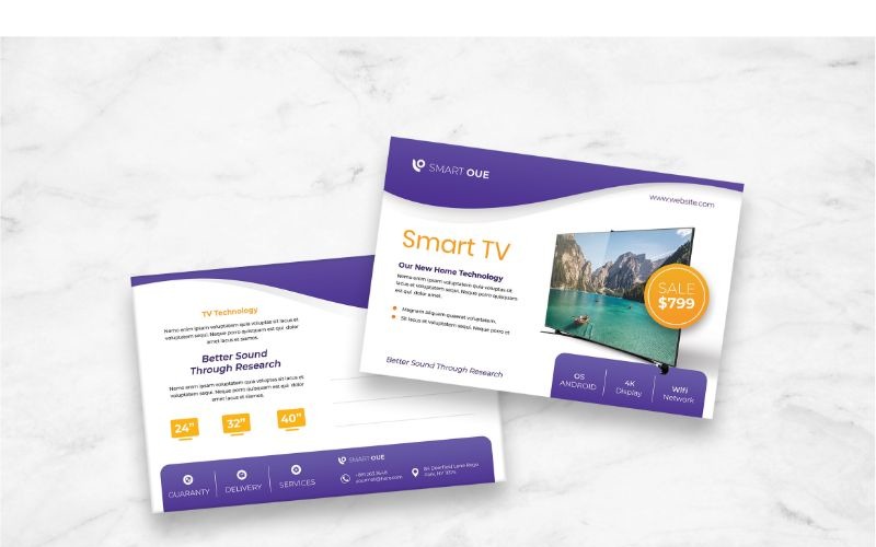 Carte postale Smart TV - Modèle d'identité d'entreprise