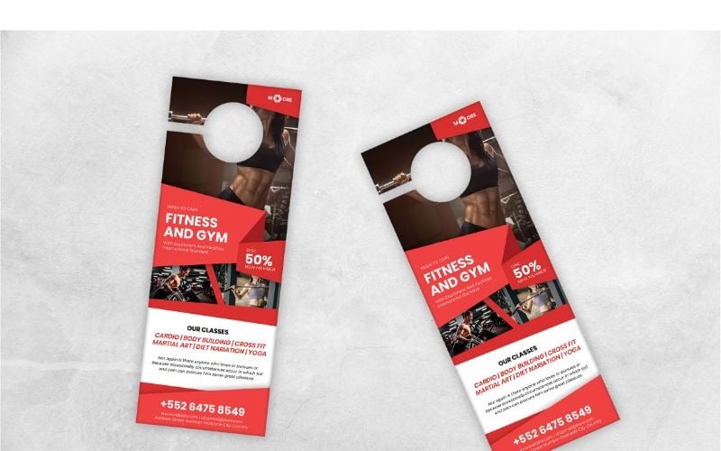 Download Фирменный стиль "Door Hanger Fitness &amp; Gym - Corporate Identity Template" / Door Hanger Fitness &amp; Gym - Corporate Identity Template - Фирменный стиль на тему графика door,hanger,print,corporate,company,business,marketing,modern,design,creative,sign,handle,privacy,label,entrance