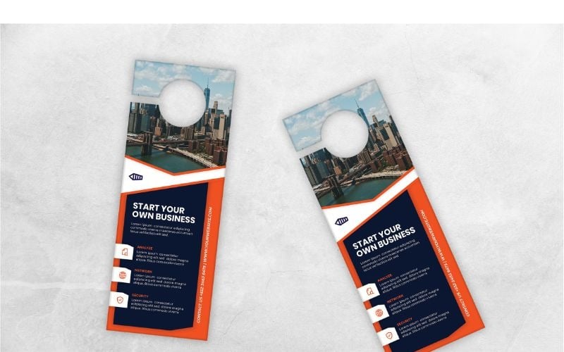 Download Фирменный стиль "Door Hanger Start Business - Corporate Identity Template" / Door Hanger Start Business - Corporate Identity Template - Фирменный стиль на тему графика door,hanger,print,corporate,company,business,marketing,modern,design,creative,sign,handle,privacy,label,entrance