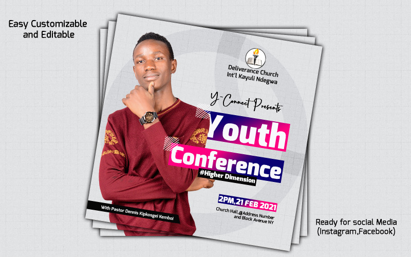 Ifjúsági konferencia Többcélú egyházi szórólap - Vállalati-azonosság sablon