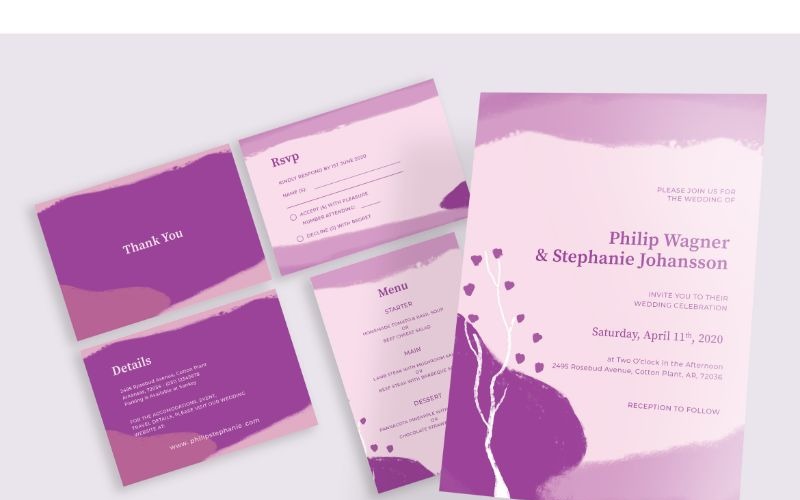 Invitación de boda 18 Pink Jungle - Plantilla de identidad corporativa