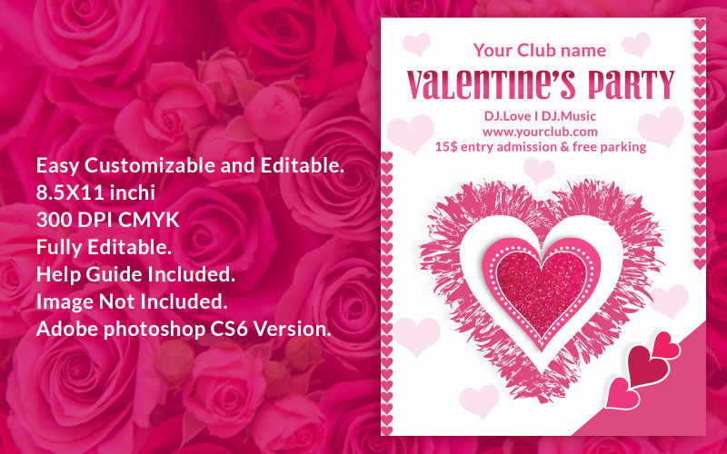 Valentinstag Party Flyer - Corporate Identity Vorlage