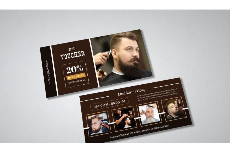 Download Фирменный стиль "Voucher BarberShop - Corporate Identity Template" / Voucher BarberShop - Corporate Identity Template - Фирменный стиль на тему графика gift,voucher,coupon,card,discount,price,offer,promo,market,reward,award,ticket,sale,promotion,shop