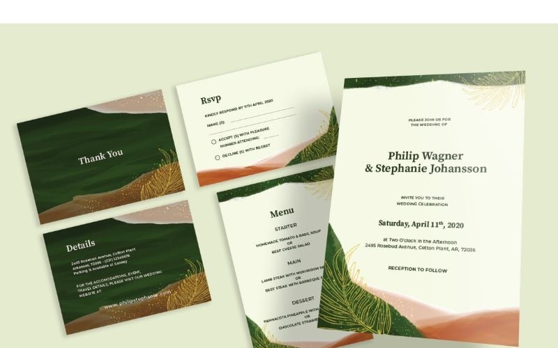 Download Фирменный стиль "Wedding Invitation 19 Garden - Corporate Identity Template" / Wedding Invitation 19 Garden - Corporate Identity Template - Фирменный стиль на тему графика card,wedding,design,invitation,illustration,vector,greeting,invite,celebration,marriage,set,romantic,royal,lux,glamour