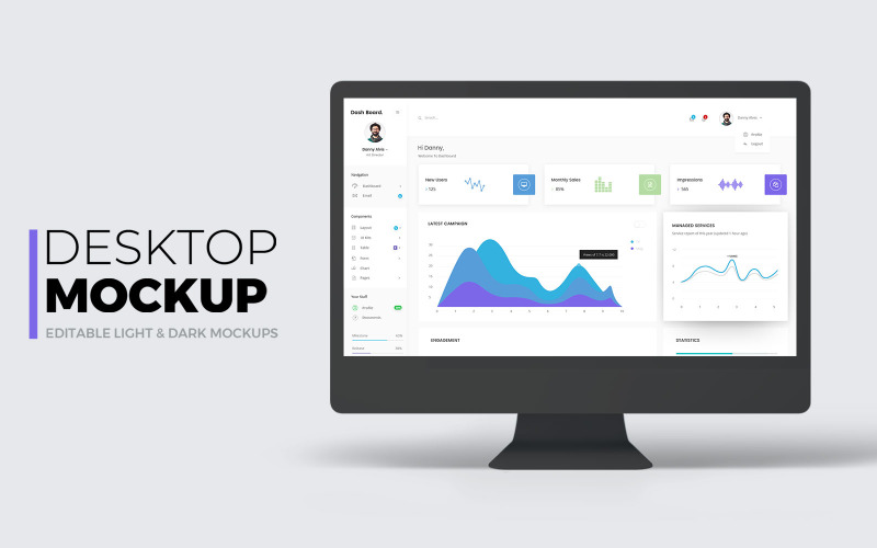 Download Мокап для продукта "Desktop product mockup" / Desktop product mockup - Мокап для продукта на тему графика mockup,mockups,desktop,monitor,system,presentation,presentations,websites,website,kit,pack,minimal,apple,imac