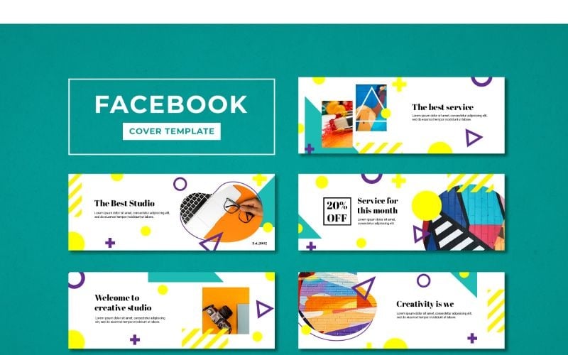 Download Шаблон для соцсетей "Facebook Cover Creative Studio Social Media Template" / Facebook Cover Creative Studio Social Media Template - Шаблон для соцсетей на тему графика adobe photoshop,banner,brand,business,cover,facebook,information,modern,product,profile,promotions,service,social media,template,website