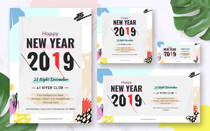 Download Шаблон для соцсетей "New Year Pack with New Year Flyer Social Media Template" / New Year Pack with New Year Flyer Social Media Template - Шаблон для соцсетей на тему графика new,year,flyer,social,media,template,instagram,twitter,facebook,offers,party,dj,music,celebration,celebrations