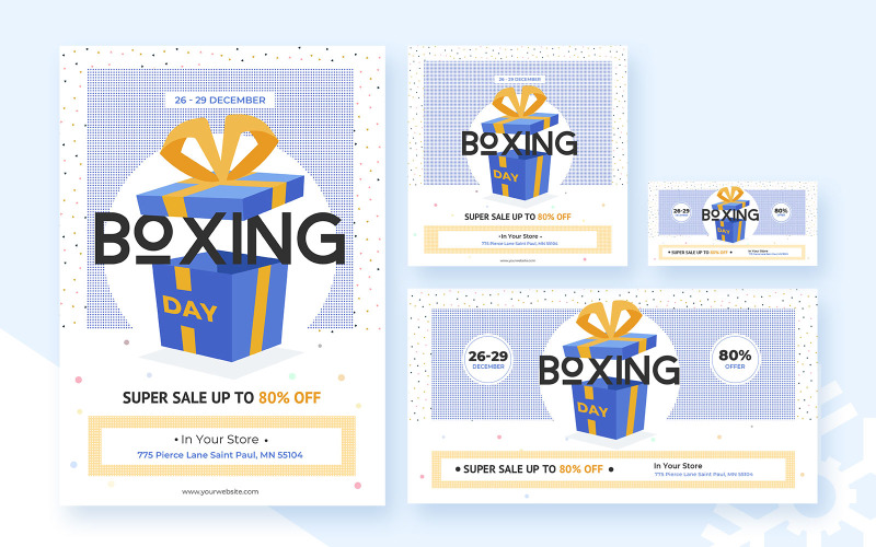 Paquete del día del boxeo con plantilla de volante para redes sociales