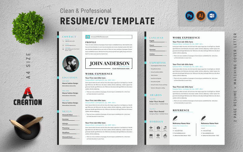 Tiszta és modern John CV önéletrajz sablon