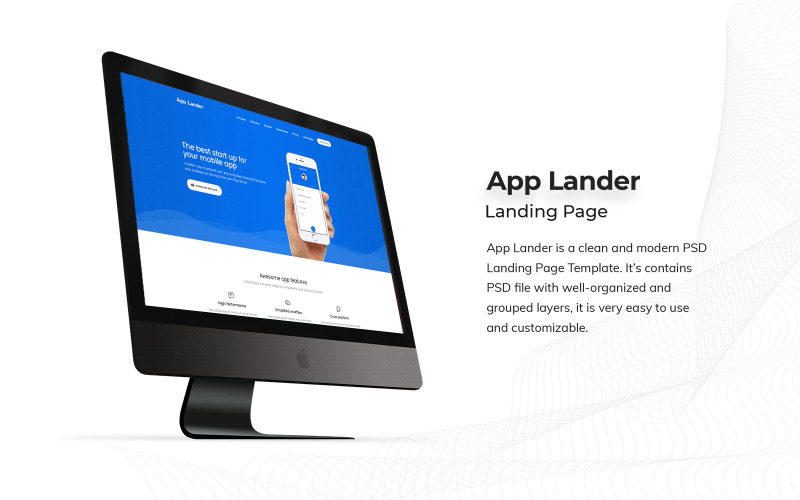 PSD-Vorlage für die Landing Page der mobilen App