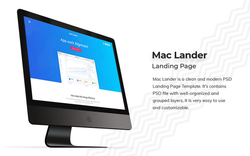 Mac App céloldal PSD sablon