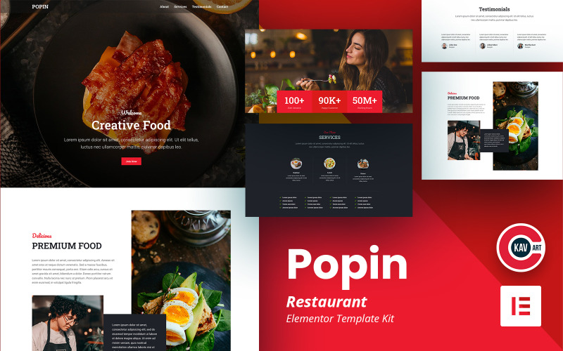 Popin - Restoran Şablonu - Elementor Kiti