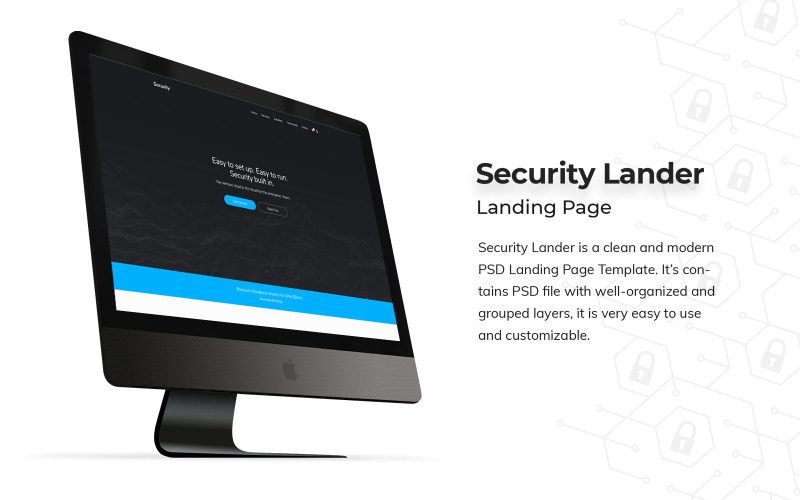 Download PSD шаблон "Security Landing Page PSD Template" / Security Landing Page PSD Template - PSD шаблон на тему графика security,landing,page,psd,templates,safe,safety,blue,black,white,landers,pages,graphicsui,ux,ui,kit,pack,template,application,backend
