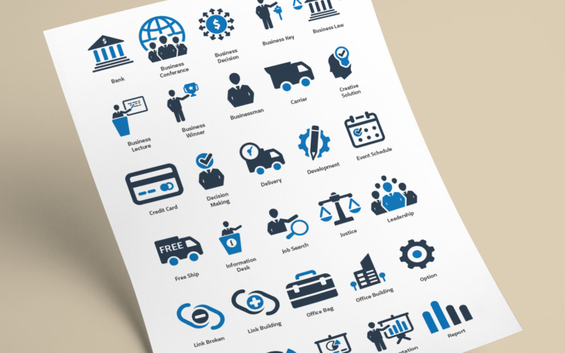 Conjunto de iconos de trabajo empresarial profesional
