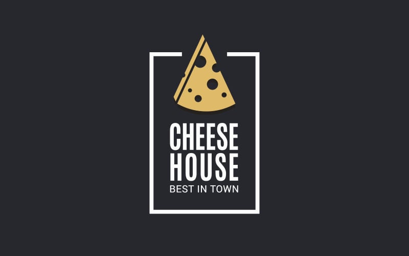 Käse mit Käsescheibe. Logo-Vorlage