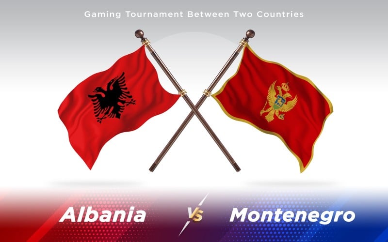 Albánia és Montenegró két ország zászlói - illusztráció