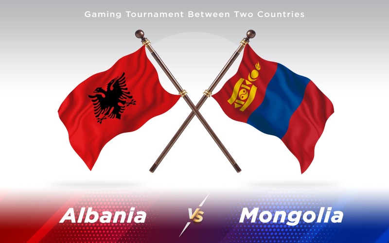 Албания против флагов двух стран Монголии - Иллюстрация