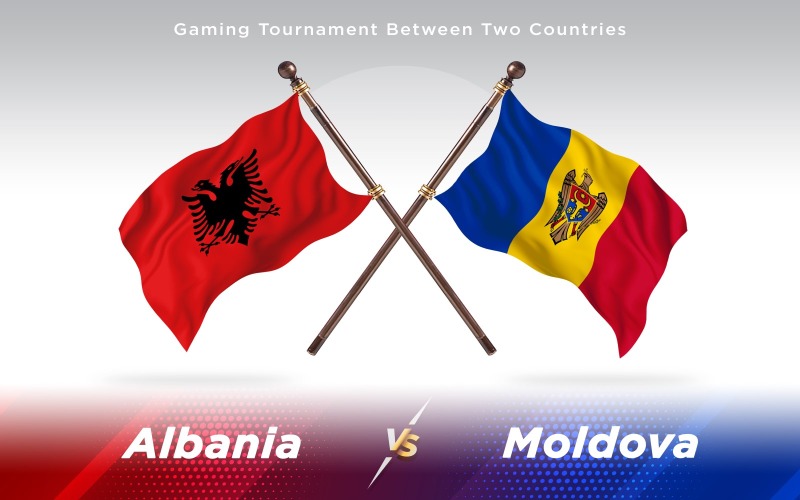 Albania versus banderas de dos países de Moldavia - ilustración